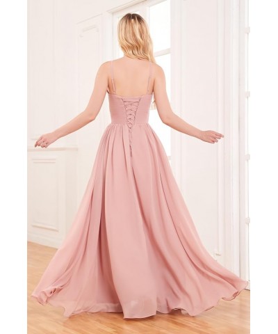 Women's Halter Bridesmaid Dresses with Pockets A Line Chiffon Pleats Long Slit Formal Evening Prom Dress White $33.59 Dresses