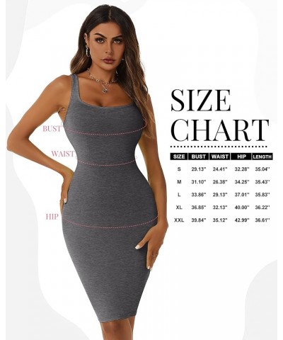 3 Pcs Women's Square Neck Bodycon Dress, Casual Sleeveless Tank Top Basic High Stretchy Mini Party Dresses Black, White, Gray...