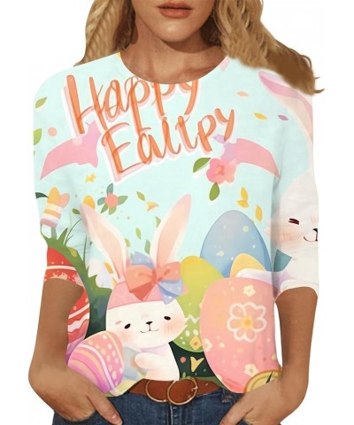 Easter Day Easter Egg Shirts Women Ladies Rabbit 2024 Casual Funny Crew Neck T Shirts Vintage Dressy Bunny Print Tops Z44_pin...