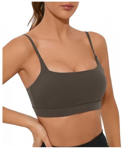 Women Adjustable Sports Bra Wirefree Racerback Workout Bras Sexy Thin Straps Yoga Sport Bras with Removable Pads Coffee $12.8...