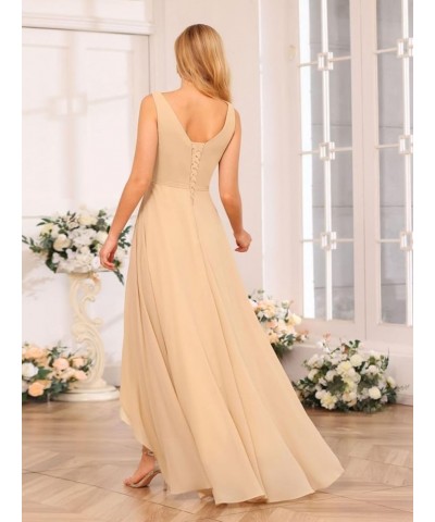 Women's V Neck Bridesmaid Dresses for Teens Pleated High Low Formal Dresses with Pockets YMS143 Wisteria $32.50 Dresses