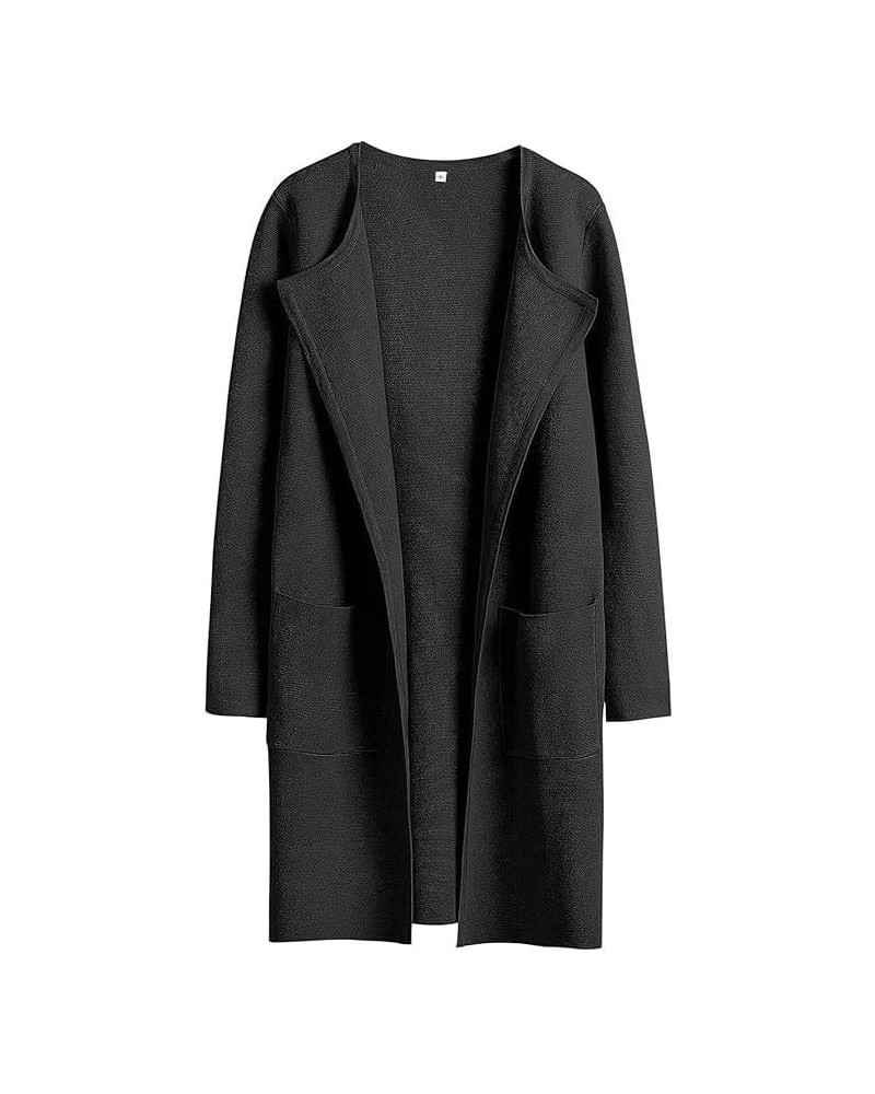 Appehinglaus Coatigan, Lapel Classy Coatigan, Lapel Casual Solid Classy Sweater Jacket Black X-Large $22.54 Sweaters