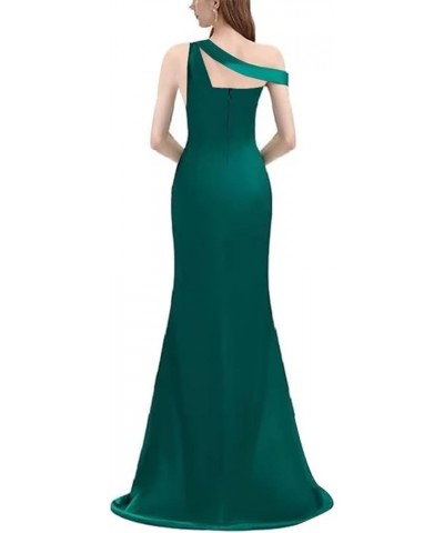 One Shoulder Mermaid Bridesmaid Dresses for Wedding Long Prom Dress with Slit Bodycon Formal Party Gowns Green $44.12 Dresses