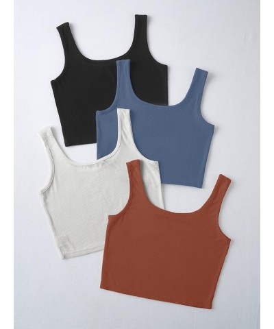 Women's 4packs Plus Size Rib Knit Sleeveless Tank Crop Top Multi D $20.24 Tanks