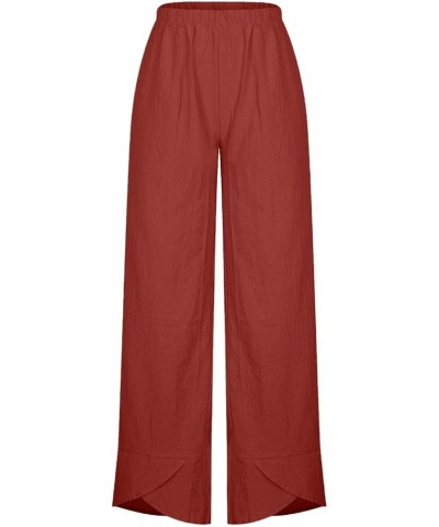 Plus Size Ankle Pants for Women Cotton Linen Tulip Hem Work Pants Business Casual Loose Fit Trousers with Pockets Z02-wine $7...