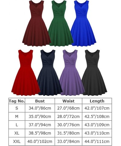 Women 50s 60s Vintage Sleeveless V-Neck Cocktail Swing Dress 1950s Wedding Semi Formal Party Rockabilly Evening Prom Dress Gr...