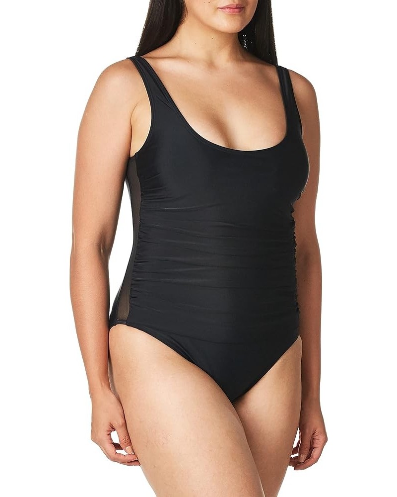 Women's One Piece Scoop Neck Bathing Suit Black $43.16 Swimsuits