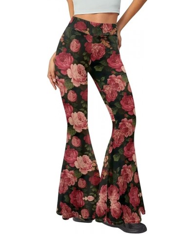 Women's Flare Leggings Tummy Control High Waist Bell Bottoms Wide Leg Yoga Pants Rose $15.65 Leggings