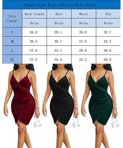 Women's Sexy Wrap V Neck Velvet Dress Adjustable Spaghetti Strap Mini Bodycon Dress Cocktail Party Short Dresses A Wine Red $...