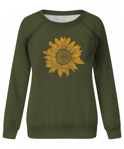 Women Graphic Crew Neck Sweatshirts Sunflower Print Pullover Tops Long Sleeve Blouses Shirts Teen Girls Cute Clothes J037-mul...