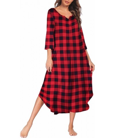 Long Nightgown for Women 3/4 Sleeves Nightshirt Maxi Sleep Dress Plus Size Loungewear Full Length Sleepwear Pat10 $14.21 Slee...