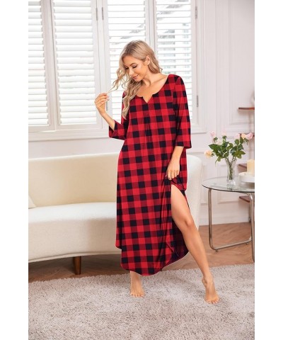 Long Nightgown for Women 3/4 Sleeves Nightshirt Maxi Sleep Dress Plus Size Loungewear Full Length Sleepwear Pat10 $14.21 Slee...