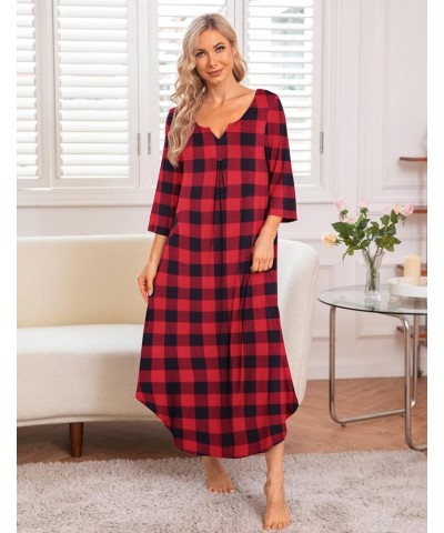 Long Nightgown for Women 3/4 Sleeves Nightshirt Maxi Sleep Dress Plus Size Loungewear Full Length Sleepwear Pat10 $14.21 Slee...