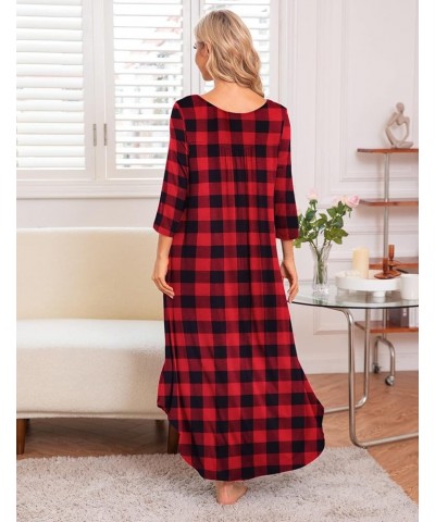 Long Nightgown for Women 3/4 Sleeves Nightshirt Maxi Sleep Dress Plus Size Loungewear Full Length Sleepwear Pat10 $14.21 Slee...