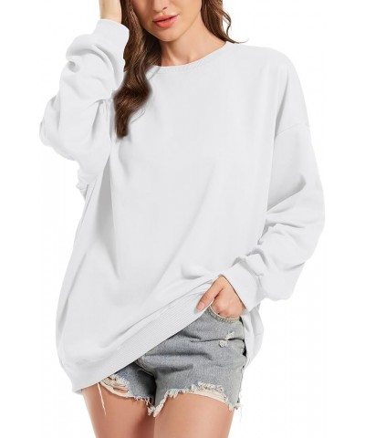 Basic Oversized Hoodies for Women Solid Color Boyfriend Hooded Sweatshirt Baggy Plain Pullover Loose Fit Unisex Tops B-white ...