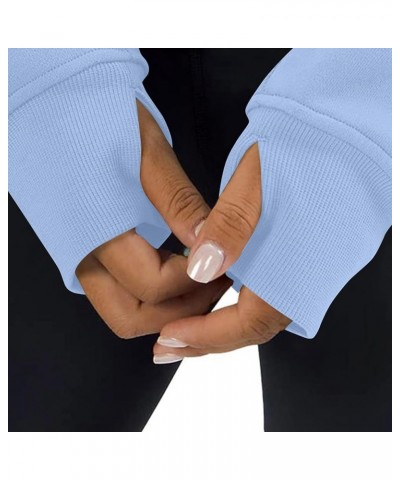 Oversized Sweatshirt for Women Casual Zip Up Cropped Pullover Trendy Long Sleeve Drop Shoulder Tops with Pockets B-sky Blue $...