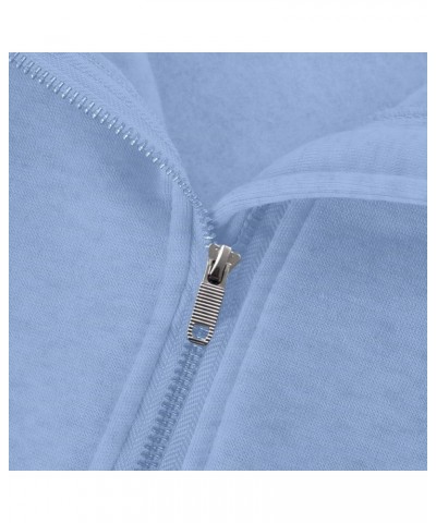 Oversized Sweatshirt for Women Casual Zip Up Cropped Pullover Trendy Long Sleeve Drop Shoulder Tops with Pockets B-sky Blue $...