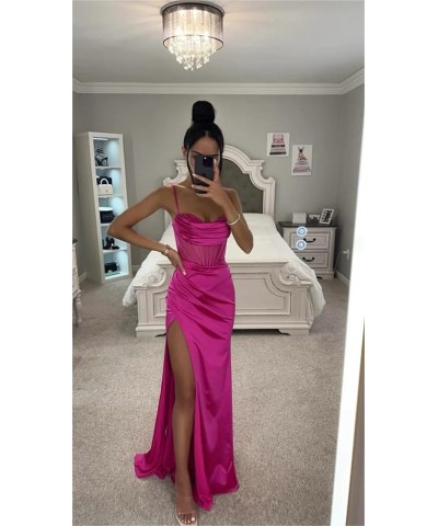 Women's Sequin Prom Dresses for Teens Satin Ball Gown High Slit Formal Dress Backless Mermiad Wedding Evening Gown Peacock $3...