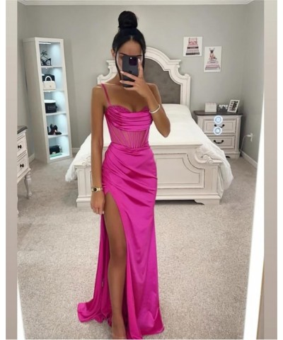 Women's Sequin Prom Dresses for Teens Satin Ball Gown High Slit Formal Dress Backless Mermiad Wedding Evening Gown Peacock $3...