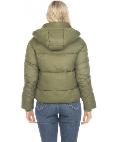 Women's Full Front Zip Hooded Bomber Puffer Jacket Olive $24.95 Jackets