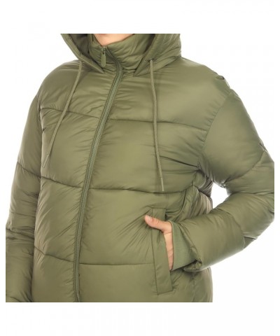 Women's Full Front Zip Hooded Bomber Puffer Jacket Olive $24.95 Jackets