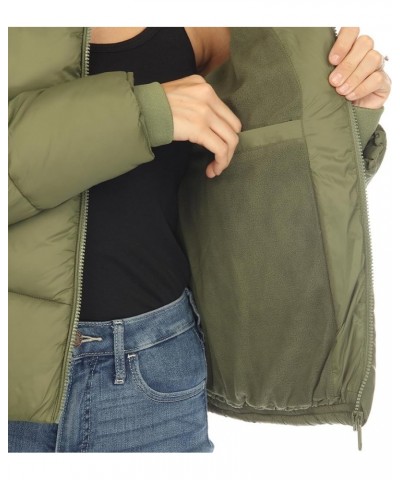 Women's Full Front Zip Hooded Bomber Puffer Jacket Olive $24.95 Jackets