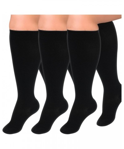 3 Pairs Plus Size Compression Socks for Women and Men Wide Calf Extra Knee High Support for Circulation 01 Black $12.09 Activ...