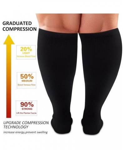 3 Pairs Plus Size Compression Socks for Women and Men Wide Calf Extra Knee High Support for Circulation 01 Black $12.09 Activ...