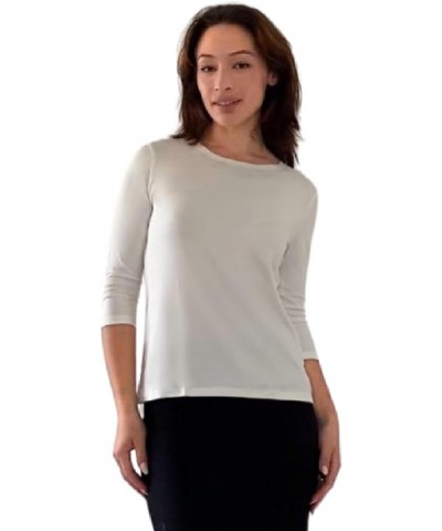 High Neck Tops 3/4 Sleeve Layering Tee Slim Fit Cleavage Cover Top New White $8.39 T-Shirts