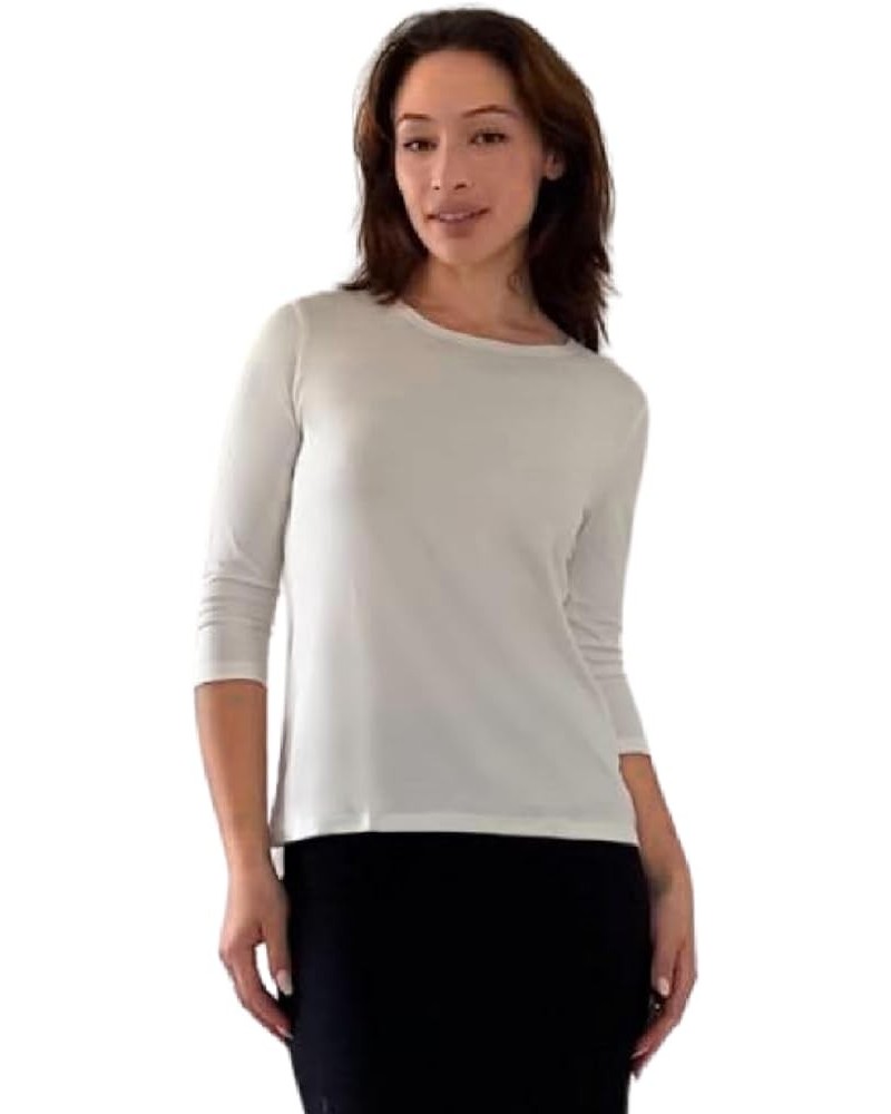 High Neck Tops 3/4 Sleeve Layering Tee Slim Fit Cleavage Cover Top New White $8.39 T-Shirts