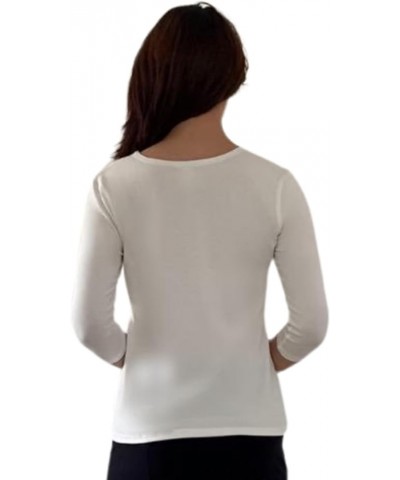 High Neck Tops 3/4 Sleeve Layering Tee Slim Fit Cleavage Cover Top New White $8.39 T-Shirts