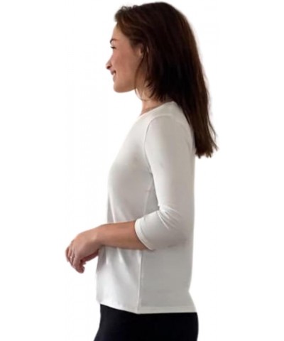 High Neck Tops 3/4 Sleeve Layering Tee Slim Fit Cleavage Cover Top New White $8.39 T-Shirts