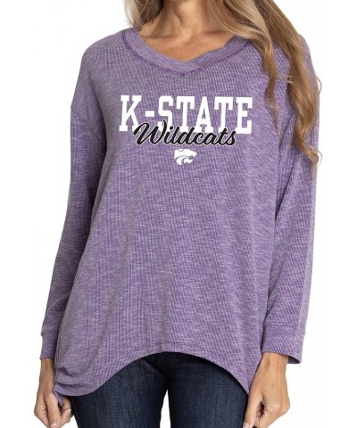 Apparel Women's NCAA Collection | The Bailey II - Sandwashed Relaxed Rib Knit V Neck Tunic Kansas State Wildcats - Purple $38...