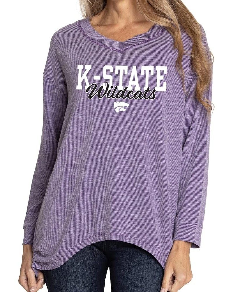 Apparel Women's NCAA Collection | The Bailey II - Sandwashed Relaxed Rib Knit V Neck Tunic Kansas State Wildcats - Purple $38...