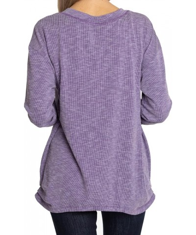 Apparel Women's NCAA Collection | The Bailey II - Sandwashed Relaxed Rib Knit V Neck Tunic Kansas State Wildcats - Purple $38...