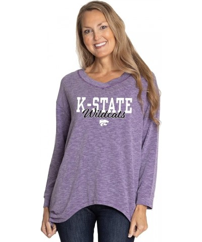 Apparel Women's NCAA Collection | The Bailey II - Sandwashed Relaxed Rib Knit V Neck Tunic Kansas State Wildcats - Purple $38...