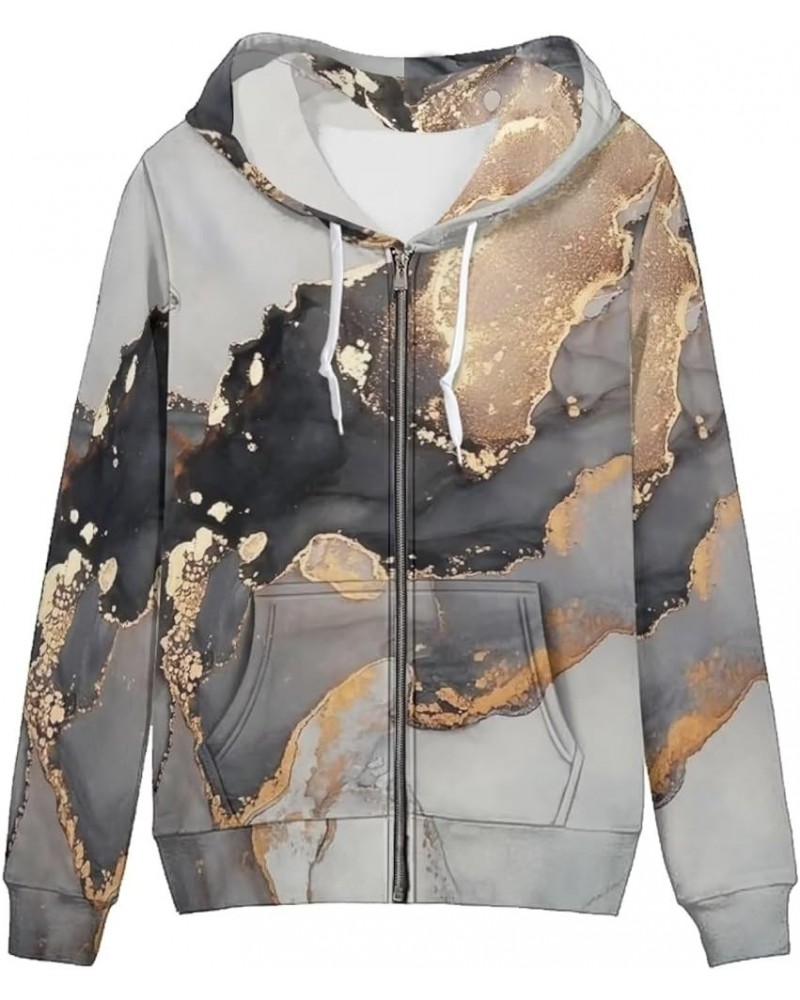 Women Zip Up Hoodies Drawstring Sweatshirt Long Sleeve Casual Hoodie Jacket with Pocket Size XS-5XL Modern Marble $21.89 Hood...