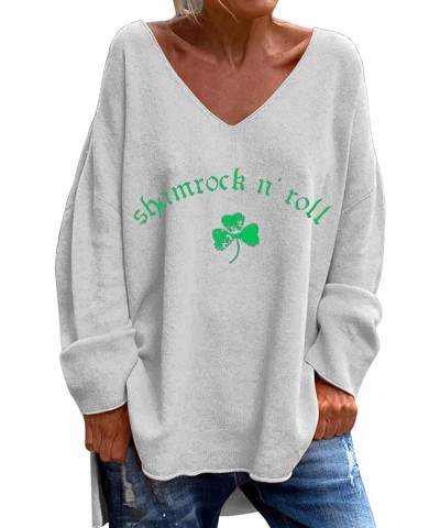 Women's St Patrick's Day T Shirts Green Sleeved T Shirt Top Blue XXXL St Patty Day Womensaint Patrick's Shirt St C-grey $11.7...