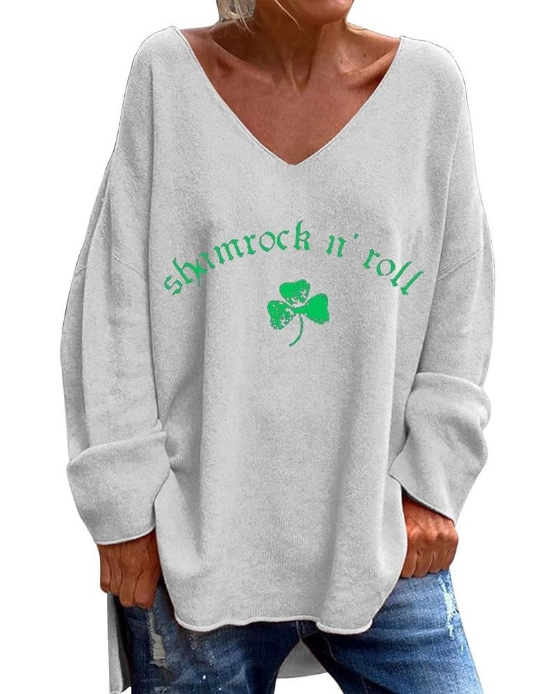 Women's St Patrick's Day T Shirts Green Sleeved T Shirt Top Blue XXXL St Patty Day Womensaint Patrick's Shirt St C-grey $11.7...