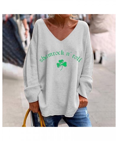 Women's St Patrick's Day T Shirts Green Sleeved T Shirt Top Blue XXXL St Patty Day Womensaint Patrick's Shirt St C-grey $11.7...