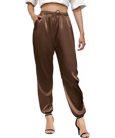 Women's Satin Silky Pants Brown $15.84 Pants