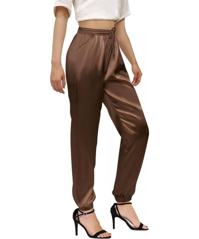 Women's Satin Silky Pants Brown $15.84 Pants