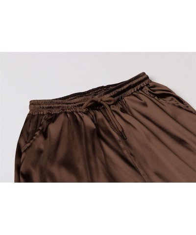 Women's Satin Silky Pants Brown $15.84 Pants