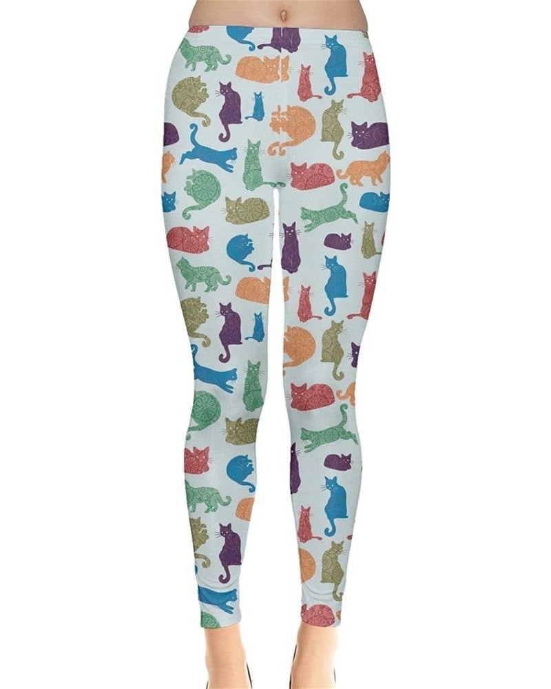 Womens Cats Kitten Meow Funny Cute Lovely Animal Leggings, XS-5XL Colorful $13.23 Leggings