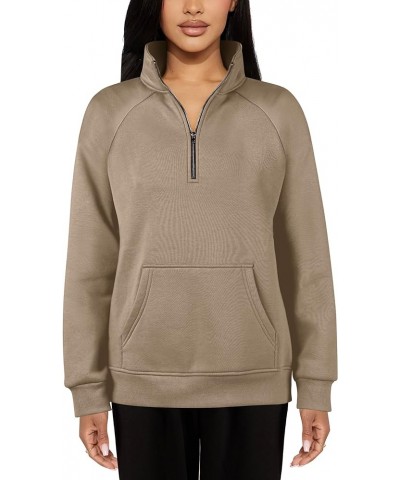 Half Zip Sweatshirts Womens Quarter Zip Pullover Fleece Hoodies Women Workout Fall Outfits Winter Clothes Khaki $14.49 Hoodie...