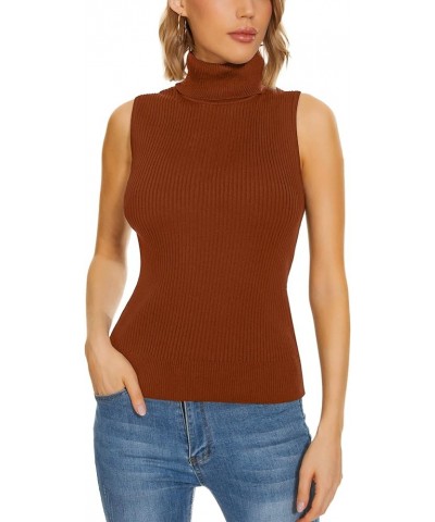 Knit Sleeveless Turtlenecks for Women Sleeveless Sweater Tops High Stretchy Fitted Basic Sweater Vest Orange $13.79 Sweaters