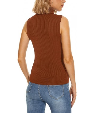 Knit Sleeveless Turtlenecks for Women Sleeveless Sweater Tops High Stretchy Fitted Basic Sweater Vest Orange $13.79 Sweaters