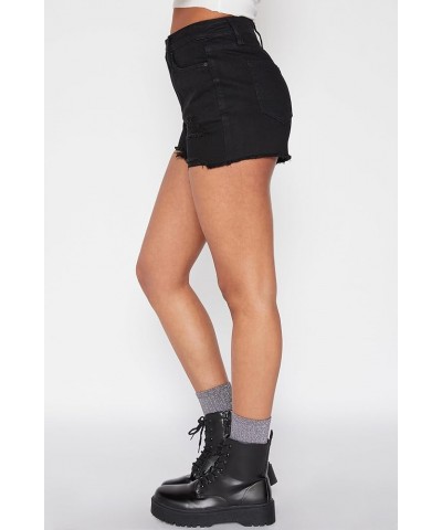 Women's Hybrid Dream High Rise Shorts with Frayed Hem Rip & Tear Black $8.40 Shorts