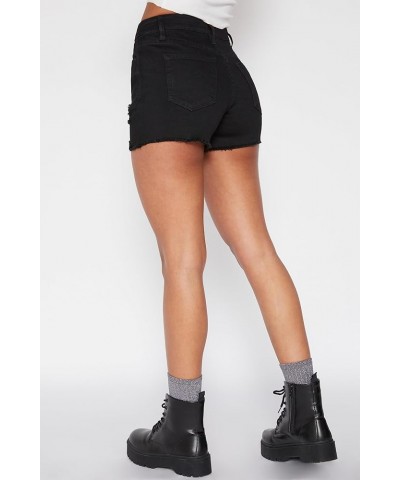 Women's Hybrid Dream High Rise Shorts with Frayed Hem Rip & Tear Black $8.40 Shorts