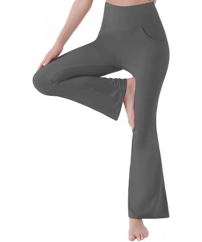 Flare Yoga Leggings for Women with Pockets Tummy Control High Waist Dance Yoga Pants Stretchy Bell Bottom Leggings B2-dark Gr...